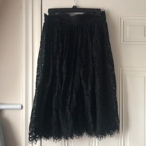 Black lace midi skirt